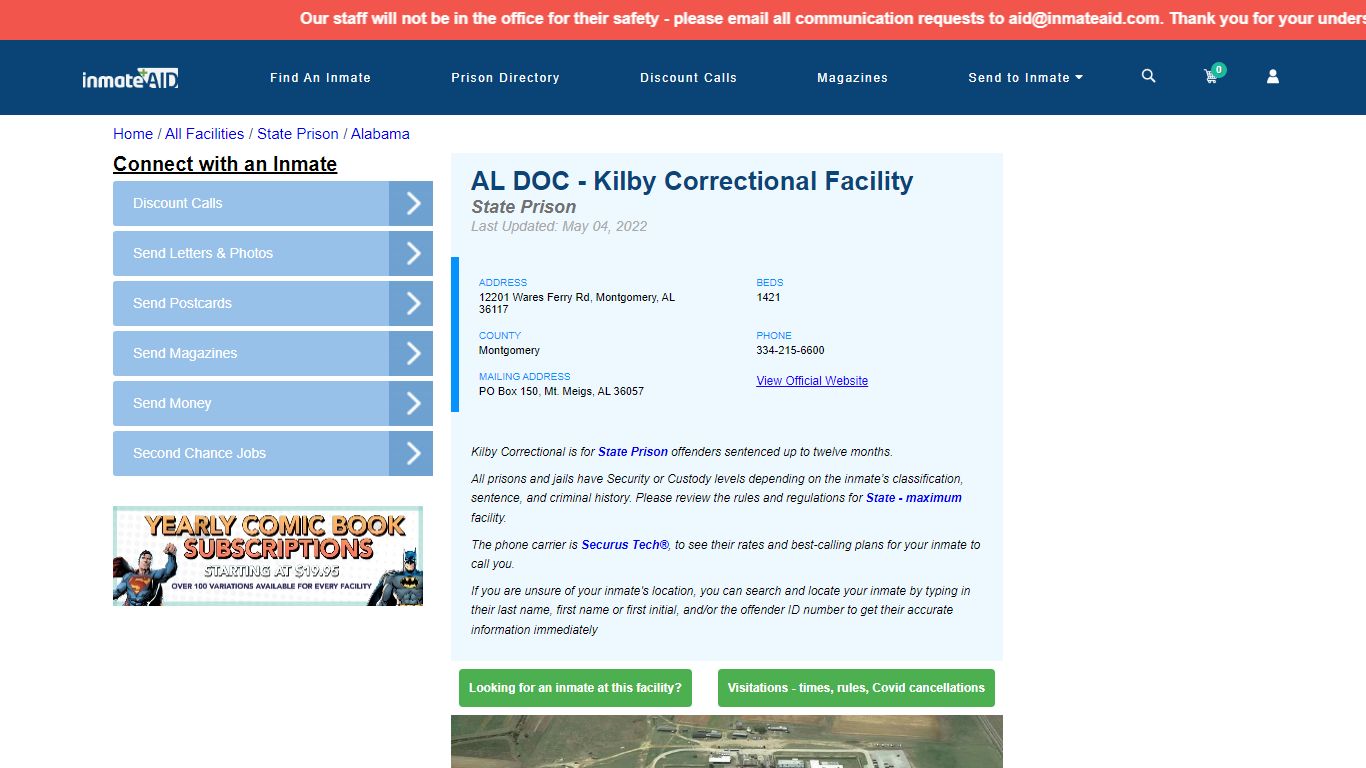 AL DOC - Kilby Correctional Facility & Inmate Search ...